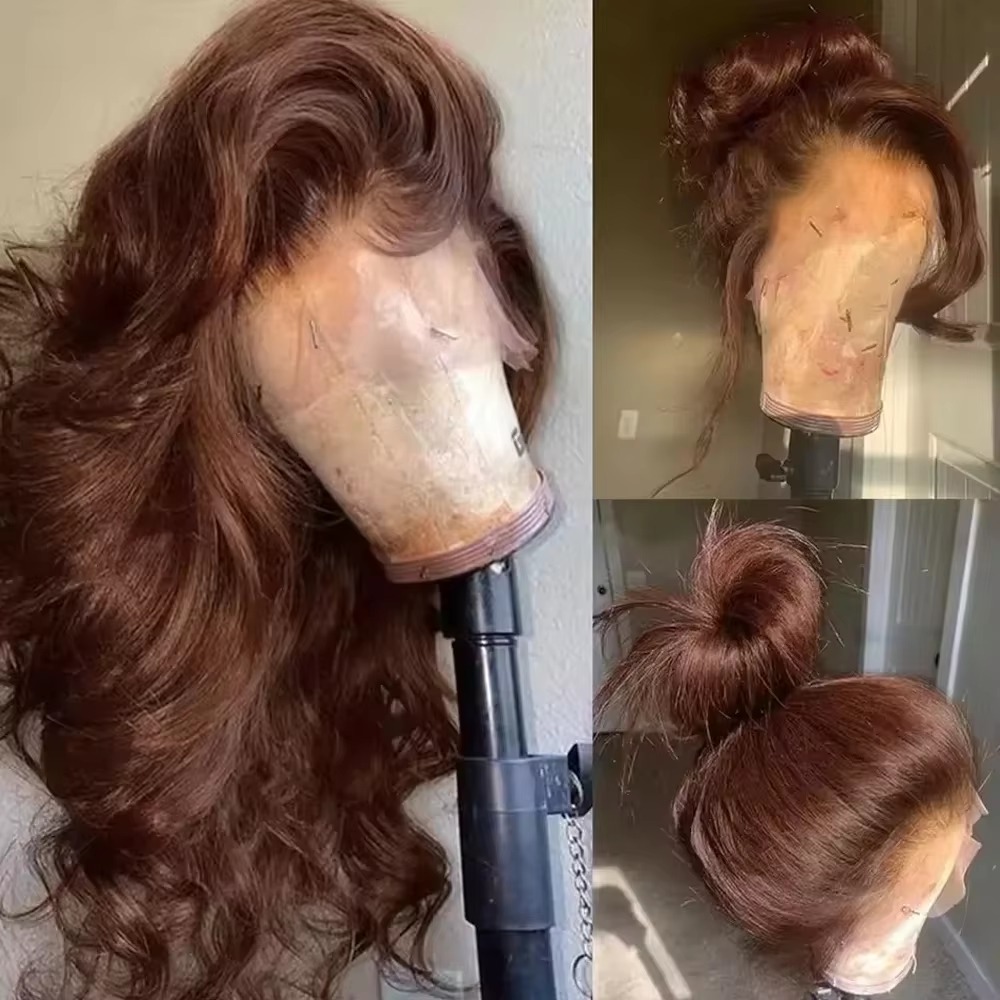Hd Lace Frontal Wig Human Hair Pre Plucked - 스마일걸 바디 웨이브 초콜릿 브라운 레이스
