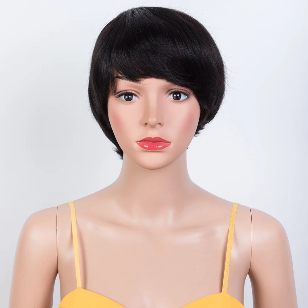 짧은 스트레이트 밥 가발 픽시컷 가발 앞머리 있는 흑인 - Short Pixie Cut Wig Human Hair Cheap 리뷰 및 가격