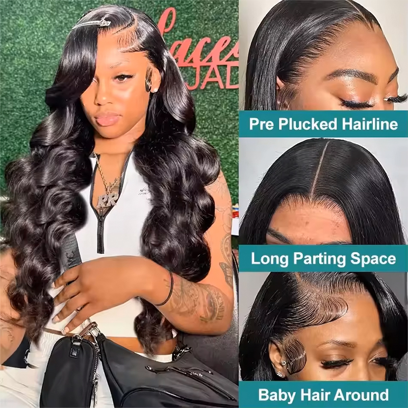180-220% 밀도의 내추럴 블랙 13x6 13x4  - Lace Front Wigs 리뷰 및 가격