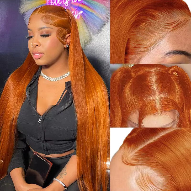 34 인치 오렌지 생강 레이스 프런트 가발 여성용 인간 - Glueless Wear And Go Human Hair Wig 리뷰 및 가격
