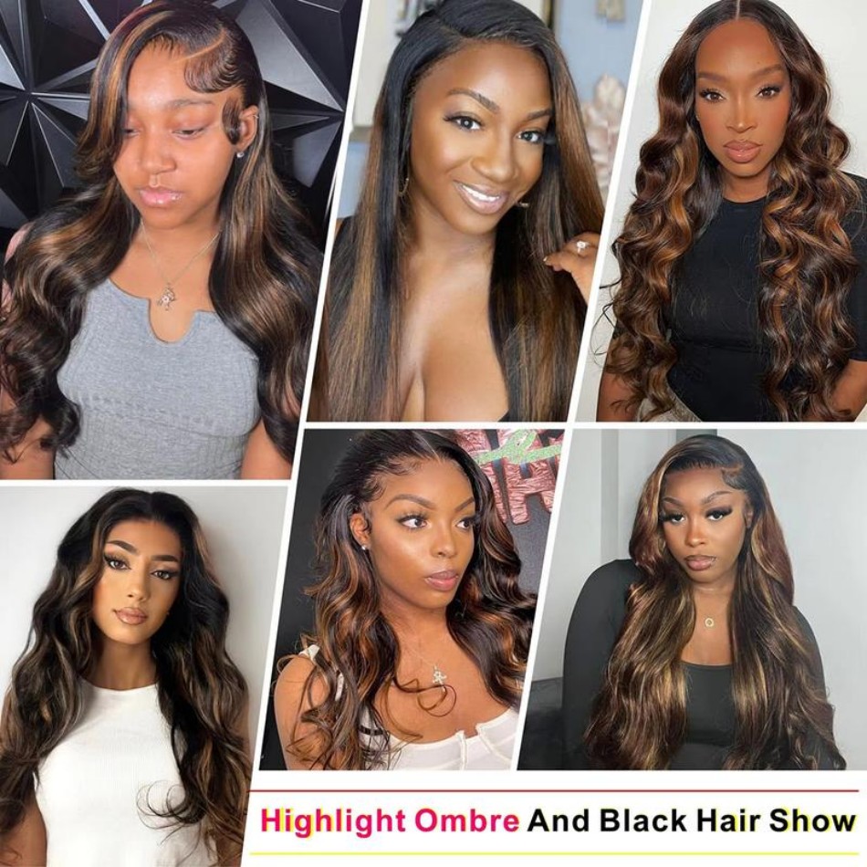 P1B30 하이라이트 옴브레 바디 웨이브 인모 가발 1 - Hd Lace Frontal Wig Human Hair Pre Plucked 리뷰 및 가격