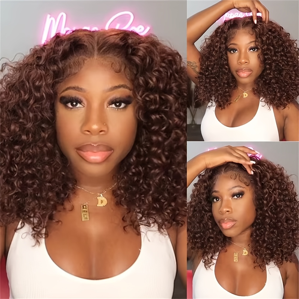 컬리한 짧은 밥 스타일의 가발, 천연 모발 사용, 깊은 - Glueless Wear And Go Human Hair Wig 리뷰 및 가격