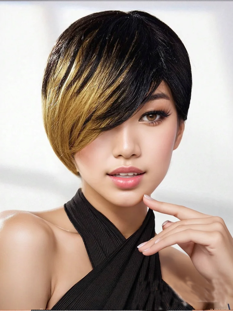 짧은 픽시 컷 가발 스트레이트 옴버 인간의 머리 가발  - Short Pixie Cut Wig Human Hair Cheap 리뷰 및 가격