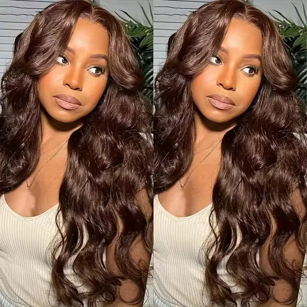 # 초콜릿 브라운 색상 200% 밀도 46인치 13x6 - Hd Lace Frontal Wig Human Hair Pre Plucked 리뷰 및 가격